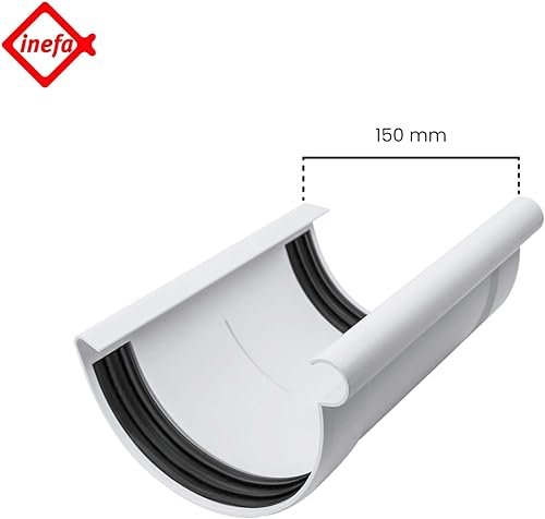 INEFA Rinnenverbinder halbrund, PVC NW 180 Grau Dachrinnenverbinder, einfache Steckmontage, Made in Germany - Cheap-Us