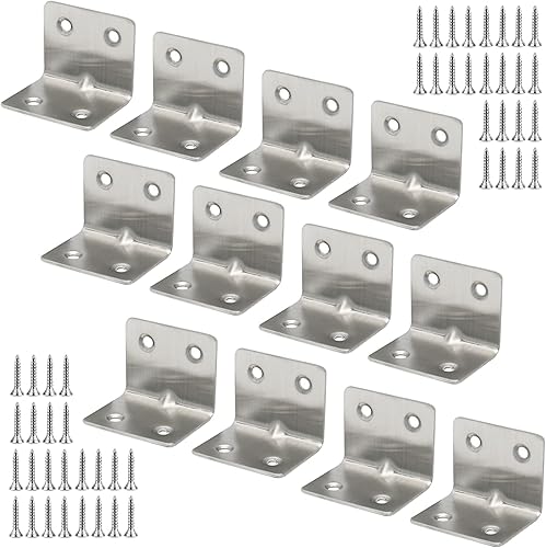 12 Stück Edelstahl Winkel 38 x 38 mm, Winkelverbinder 90 Grad L Klammern Eckwinkel Mit Schraube für Möbel Tabelle Stuhl Bücherregal Schränke Wandbefestigung Anbau - Cheap-Us