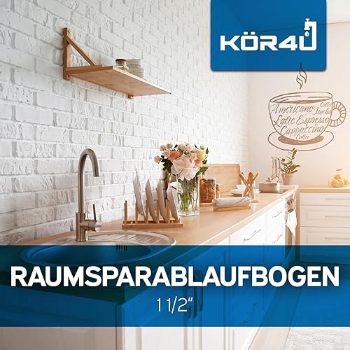 kör4u Raumsparsiphon 1 1/2 Zoll x 50mm, weiß, aus Kunststoff, mit Geruchsverschluss, für Spülbecken, Küche - Cheap-Us