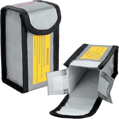 Kinsinder 2pcs Lipo Batterie Safe Bag, Lipo Akku Tasche, Feuerfeste Sicherheitsschutztasch, Lipo Batterie Tasche Feuerfest Explosionsgeschützte Batterie Safe Bag für Charge - Cheap-Us