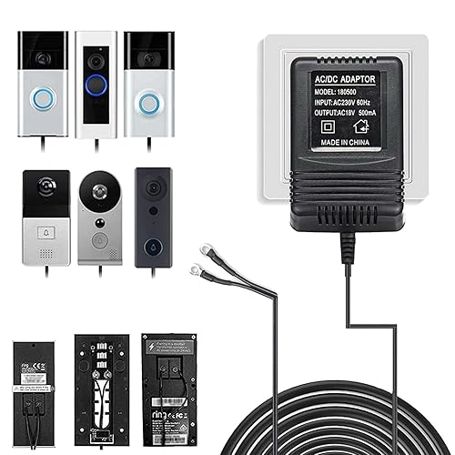 Türklingel Transformator, 18 V 500 mA Video-Türklingel-Netzteil Adapter kompatibel mit Nest Hello Doorbell Ring Video Doorbell mit 10M Verlängerungskabel Türklingel Netzteil - Cheap-Us