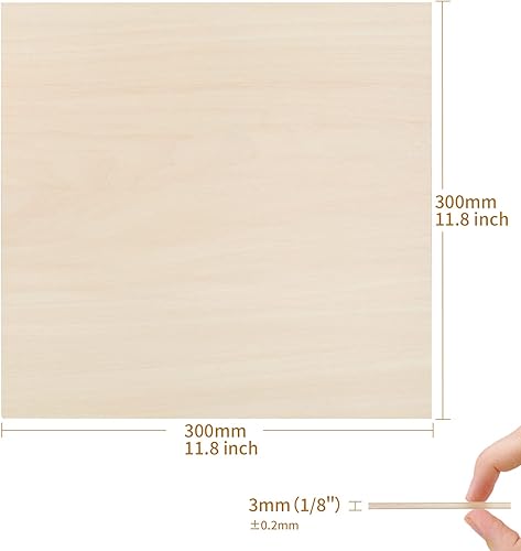 Dofiki 15 Stück 3mm Sperrholz Linde Blätter 300x300x3mm Handwerk Sperrholz für Laserschneiden Lasergravur Holz Brennen Bau Modell, 3mm Bass Holz Blatt 1/8' x11.8 'x 11.8' - Cheap-Us