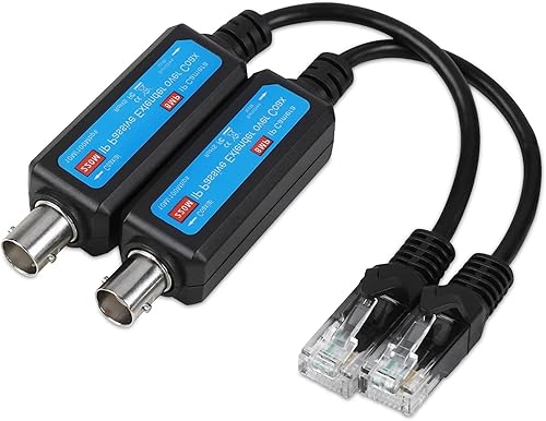 Agatige IP Netzwerk Sender, IP Passiver Extender Ethernet über Koax, 10/100Mbps 1CH IP Netzwerk Koaxial Sender Empfänger Extender Koax Kabel für IP NVR Kameras, Übertragungsdistanz 220m - Cheap-Us