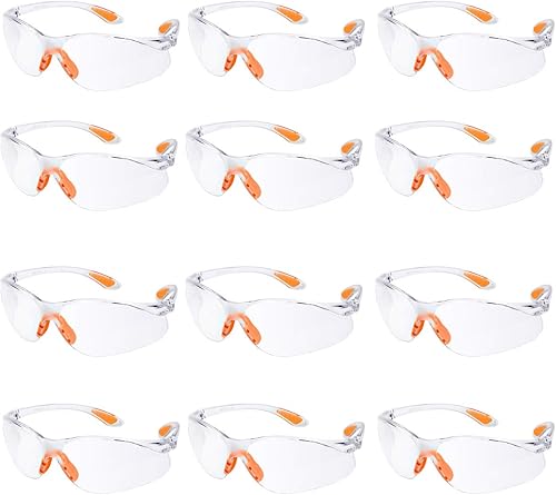 12er Pack Schutzbrille Augenschutz Schutzbrillen Arbeit mit Klaren Gläsern Gumminase Schutzbrille Baustelle Arbeitsschutzbrillen Kratzfest für Damen/Herren/Kinder - Cheap-Us