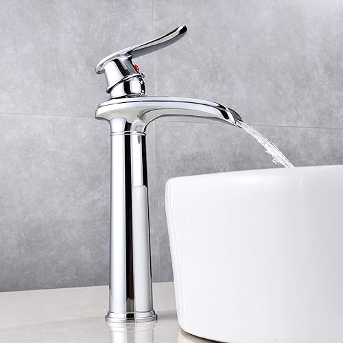 YAGJIA Wasserhahn Bad Hoch Antik, Waschtischarmatur Wasserfall Retro, Waschbecken Armaturen Messing, Badarmatur Einhebel Mischbatterie Hoher Auslauf für Badezimmer - Cheap-Us