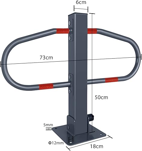 Froadp 73x51cm Klappbare Parkplatzsperren Stahl Absperrpfosten Parkbügel Mobile Parkpfosten mit Schlüssel & Reflexstreifen Robust Standfuß Sperrpfosten Set Barrierepfosten Parkplatzbügel (1 Stück) - Cheap-Us