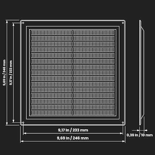 Repa Market 25 x 25 cm / 250 x 250 mm Kunststoff Weiß – Entlüftungsabdeckung – quadratische Kanalabdeckung – Lüftungsschlitze – Schutzgitter – HVAC-Belüftung - Cheap-Us