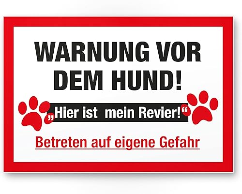 Komma Security Warnung vor dem Hund Schild - hier ist mein Revier Hinweisschild wetterfest Hundeschild Gartentor Einfahrtstor Haustür Türschild Abschreckung Warnschild Einbruchschutz - Cheap-Us