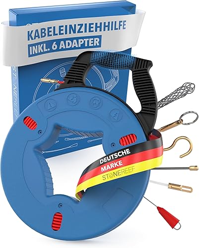 STONE REEF Einziehspirale 30m - Kabeleinziehhilfe, Einziehspirale mit Einziehfeder, Einziehhilfe für Leerrohre, Kabeleinzugshilfe für Leerrohr, Zugdraht, Kabelzieher für Kabel & Elektroinstallationen - Cheap-Us