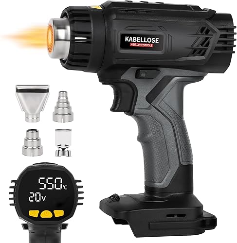Kabellose Heissluftpistole kompatibel mit Makita 18-21V Akku,50-550°C Variable Temperaturregelung akku heißluftfön mit LCD-Digitalanzeige und 4 Edelstahldüse für Kunsthandwerk, Schrumpfschläuche, Harz - Cheap-Us
