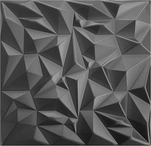 I K H E MALARKA 3D Paneele, Polystyrol Paneele, Deckenpaneele, 3D Wandpaneele, Dekoren, Decken - Origami Wandverkleidung, 3mm dick - 50x50cm / ‎‎12m² - 48 Stück (Schwarz 02) - Cheap-Us
