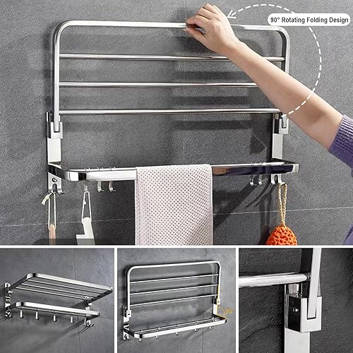 60CM Handtuchhalter Ohne Bohren, Handtuchhalter Stehend, Handtuchhalter Silber Badezimmer Zubehör, Handtuchhalter Bad Selbstklebend SUS304 Edelstahl, Handtuchhalter Wandmontage für Badezimmer Küche - Cheap-Us