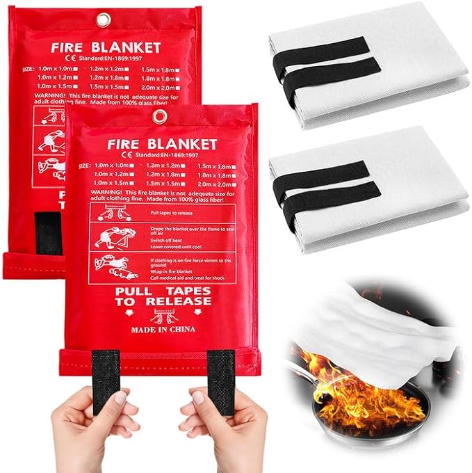 BORDEAG 2 Stück Feuerlöschdeckez, 1.2m*1.2m Brandschutzdecke, Löschdecke Für Küche, Löschdecke Aus Glasfaser Für Fettbrände Fettbrand Küche Auto Wohnwagen Usw - Cheap-Us