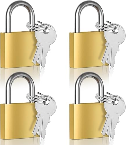 Cieex 4 Stück Vorhängeschloss, kleine Schlösser mit Schlüssel 30 mm, Messing Vorhängeschloss Gleichschließend, Bügelschloss für Koffer, Schränke, Schließfächer, Spinde - Cheap-Us