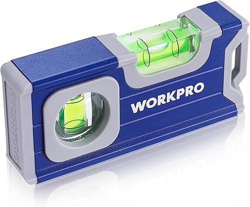 WORKPRO Magnetische Wasserwaage 115 mm, Mini Wasserwaage mit 2 Libellen 90°/180°, Magnetische Wasserwaage mit Aufhängeloch, Aluminiumlegierung, Starker Magnet, Rillendesign, für Messungen - Cheap-Us