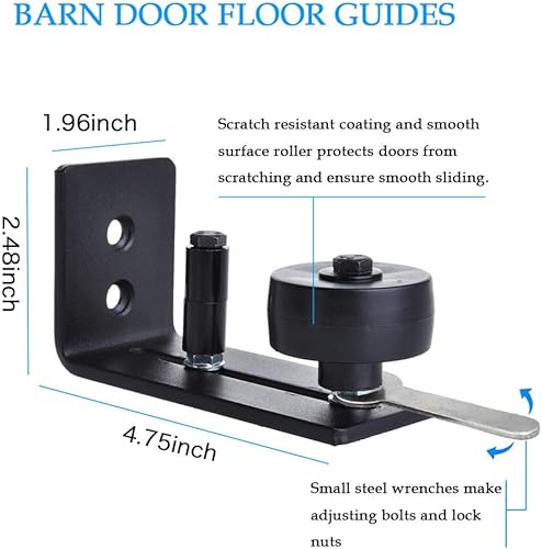 Bodenführung Schiebetür Verstellbare Boden Rollenführung mit Schrauben, 8 mögliche Varianten für ALLE Stalltüren, Perfekt Geeignet für alle Schiebetüren (Schwarz) - Cheap-Us