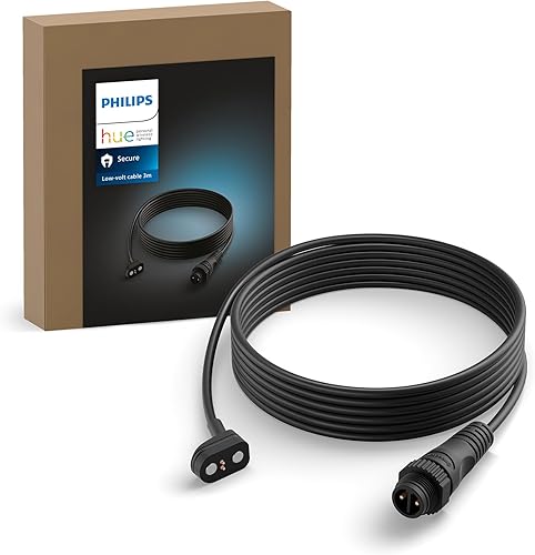 Philips Hue Secure 3m Outdoor-Kabel, für den Betrieb der kabelgebundenen Hue Secure Kameras im Außenbereich, zum Anschluss Outdoor Netzteil (separat erhältlich), schwarz - Cheap-Us