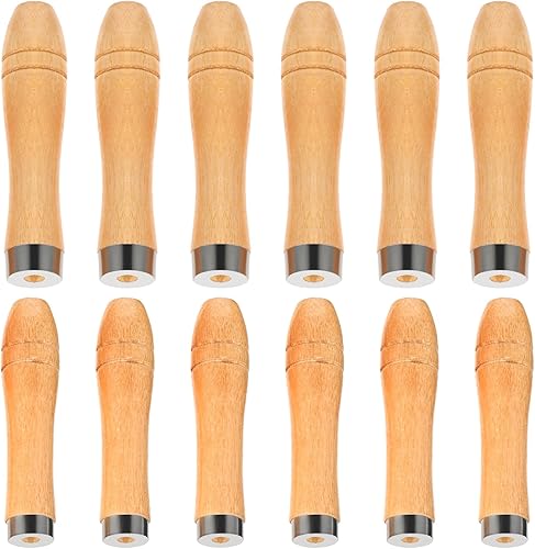 12 Stück Holzfeilengriff Holz Feilenheft Länge 110mm und 90 mm Holzgriff mit Starken Metallkragen für Feilengriff, Holzbearbeitung - Cheap-Us