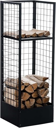CLP Metall-Kaminholzständer Forrest | Kaminholzhalter aus Metall in schwarz | Stabile Stapelhilfe für Brennholz, Farbe:schwarz - Cheap-Us