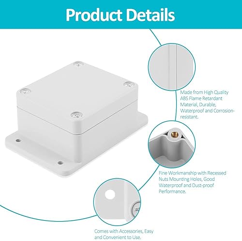 Keenso Elektrische Gehäusekasten IP65 wasserdichte Anschlussdosen Kabelverbinder, ABS-Kunststoff Elektrische Anschlussdosen Outdoor Projekt Box Gehäuse Instrumentenkoffer(115 * 90 * 55mm) Terminals - Cheap-Us