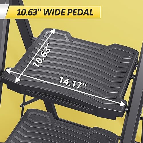 KINGRACK 4 Stufenleiter, Stufenleiter 4 Stufen klappbar mit rutschfestem, breitem Pedal und Handläufen, leichte Haushaltsleiter für Küche, Vorratskammer, Schränke, Büro，Max Belastung 900 LBS - Cheap-Us