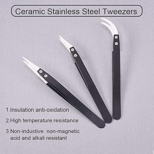 WANDIC Antistatische Pinzette, 4er-Set Pinzetten mit Kunststoffspitze ESD-Edelstahl-Präzisionspinzette mit Selbstverriegelung für Elektronik, Labor, Schmuckhandwerk - Cheap-Us