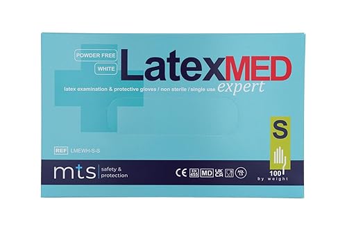 MTS Safety & Protection Einweghandschuhe M - 100 Stück/Box Latexhandschuhe Weiß - Einmalhandschuhe Puderfreie Handschuhe Natural Latex Gummihandschuhe Einweg Gloves (M, 100 Stück) - Cheap-Us