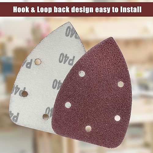 50 Stück Schleifpapier Dreieckschleifer, Gemischte Körnung 5-Loch Schleifpads Klett Schleifpapier (40 80 120 180 240 jede Körnung 10 Stück) Schleifblätter für Dreieckschleifer 140 x 100 mm - Cheap-Us