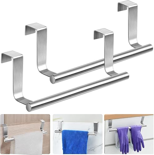 THATSRAD 2 Pack Türhandtuchhalter Küche Geschirrtuchhalter Küchenhandtuchhalter zum Einhängen 23cm Küchenschrank Geschirrtuchhalter ohne Bohren Handtuchstange Tür Einhängen für Schubladen Schranktüren - Cheap-Us