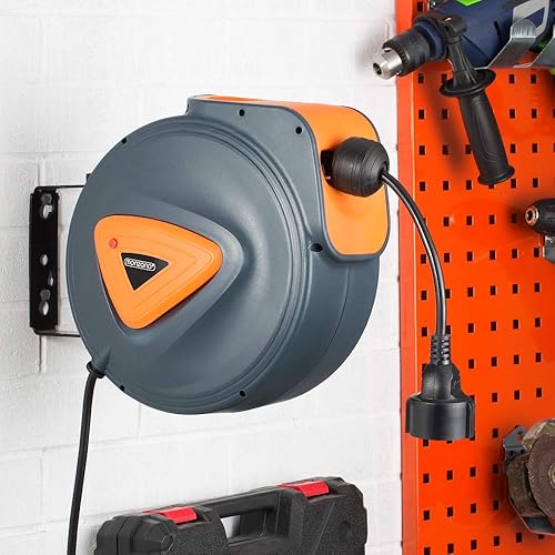 MONZANA® Automatik Kabeltrommel 20m +1,5m 180° drehbar Wandhalterung Selbstaufrollend automatischer Kabelaufroller Decken und Wandmontage Werkstatt - Cheap-Us