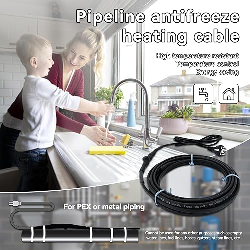 MincoHome Pipe Heating Cable Built-in Thermostat 200-240V Plug-in Water Pipe Anti-Freeze Kit Energy-Saving (3M) - Cheap-Us