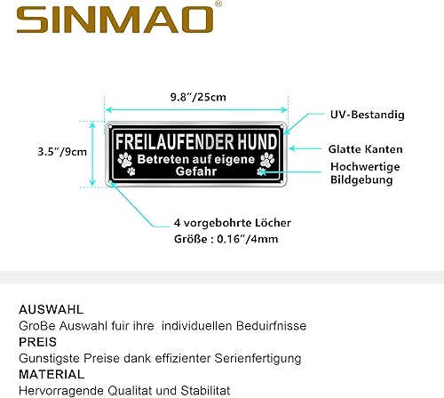 SINAMO 25×9 cm Warnschild Hund/Vorsicht Hund- Schutz der Wohnung “MEIN HAUS MEIN GARTEN MEINE FAMILIE” Betreten auf Eigene Gefahr - Cheap-Us