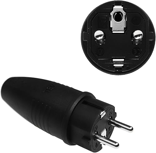 ABL Gummi Schuko Stecker und Schutzkontakt Kupplung 230V Stromstecker für Verlängerungskabel - Cheap-Us
