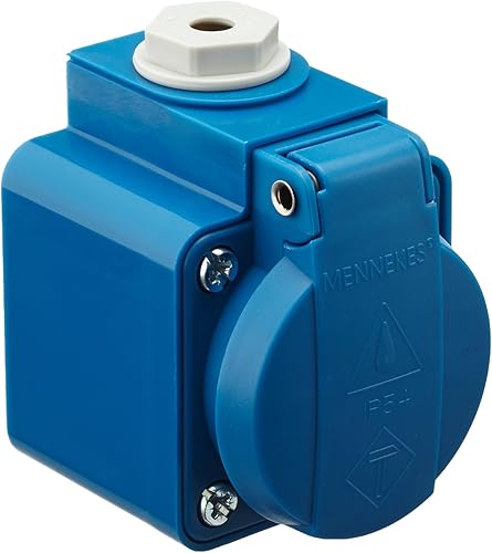 Mennekes (Unternehmen) 10082 Schuko Wand montiert-Stecknuss, 3 Steckklemme, IP 44 Schutz, 2P + E POLE, 16 A, 230 V, blau - Cheap-Us