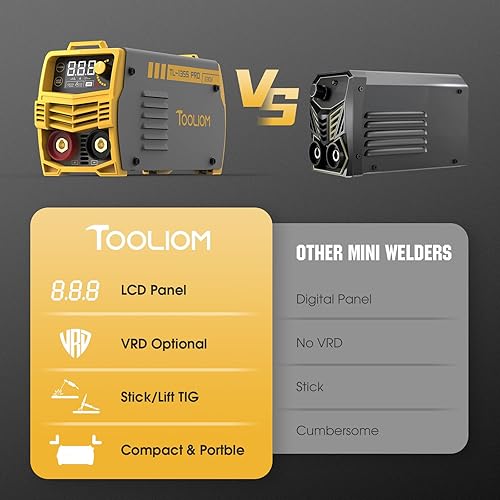 TOOLIOM 135 Ampere 230Volt Schweißgerät, MMA Stick Schweißgerät, Gleichstrom Wechselrichter, Schweißgerät mit Hot Start, Arcforce und Anti-Stick, Tragbares Schweißgerät - Cheap-Us