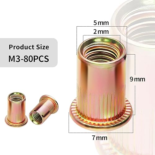 Nietmuttern Einziehmuttern Gewindenieten M6 Blindnietmuttern 80 Stück Verzinkt Nietmutter Kohlenstoffstahl Runde Flachkopf Innengewinde Rivet Hülsenmutter Verwendet für Metallplatten Rohre usw - Cheap-Us