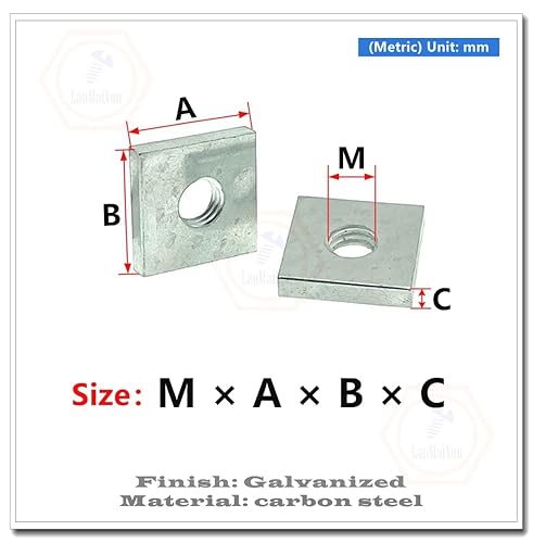 20Stck M8×13×20×6mm Vierkantmuttern Vierkantmuttern Kohlenstoffstahl verzinkt - Cheap-Us