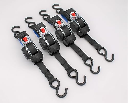 4 Stück Automatik Zurrgurt Spanngurt mit S-Haken 3,0m x 25 mm 300/600 daN - Cheap-Us
