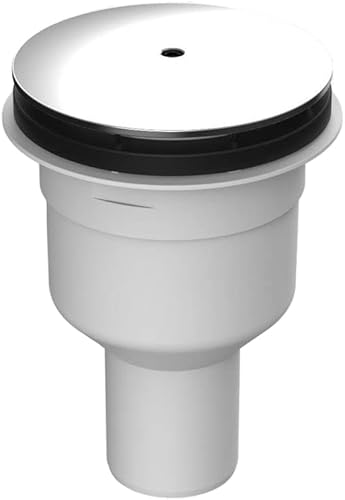 SANIT Duschablauf 823/90S (Abgang ø 50 mm senkrecht, mit verchromter Abdeckplatte, Flachdichtung, für Duschwannen mit Ablauf 90 mm) 34.046.00.0000, Chrom - Cheap-Us