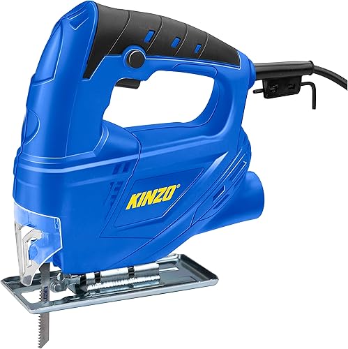 Kinzo Stichsäge - 230V - 400W - mit Staubabsaugung - Schutzblatt - Verschiedene Materialien - Holz bis zu 65 mm - Metall bis zu 6 mm - Blau, 8711252064161 - Cheap-Us