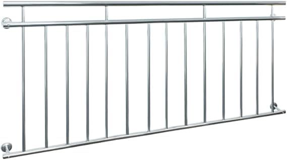 ECD Germany Französischer Balkon 184 x 90 cm | mit 14 Füllstäben | glänzend | aus Edelstahl | Balkongeländer Fenstergitter - Cheap-Us