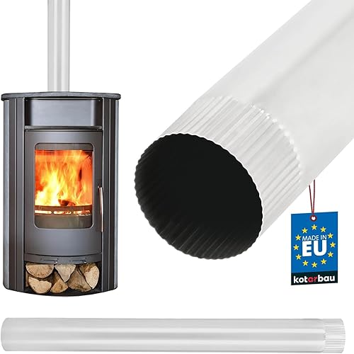 KOTARBAU® Schornsteinrohr Rohr 1 m Ø 120 mm Rauchrohr aus Stahlblech Silber Abgasrohr für Kamin Effektive Verbrennungsgasableitung Schornstein Kaminrohr - Cheap-Us