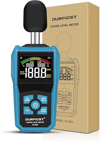 Dezibel Messgerät,DURFICST Schallpegelmessgerät,dB Messgerät mit LCD-Farbbildschirm,dB/SONE-Einheiten Schnellumschaltung,Hintergrundbeleuchtung,A/C-Gewichtet,für Zuhause,Werkstätten - Cheap-Us