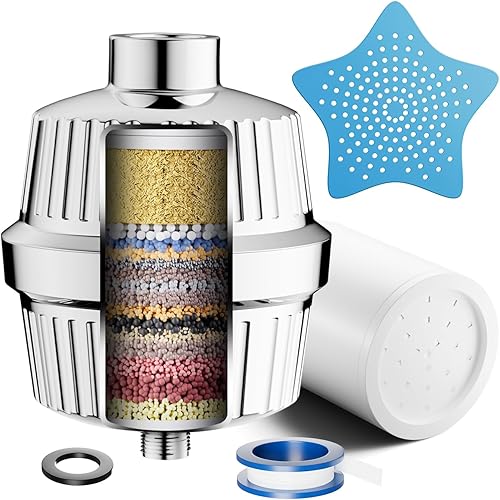 Cobbe 34-Stufen-Duschfilter mit Vitamin C für Hartes Wasser, Kalkfilter Dusche mit 2 Filterpatrone zur Entfernung von Chlor und Schwermetallen, Shower Filter Chrom - Cheap-Us