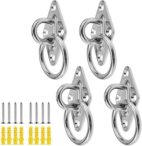 ZDNT 4 Stück Augplatte Edelstahl M5 Ösenplatte Rhombus Augplatte mit Ring,304 Edelstahl,Haken Hardware Decksplatte Deckauge Metall Heftklammer,Für Wandinstallation,Deckeninstallation,Wandhaken usw - Cheap-Us