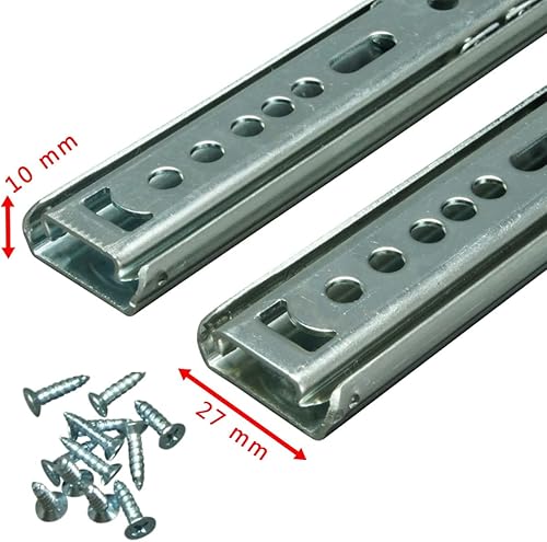 BRESKO 1 Paar (2 Stk.) 27 mm Schubladenschienen 25-55 cm Teilauszug Schubladenauszüge Kugelführung (30 cm) - Cheap-Us