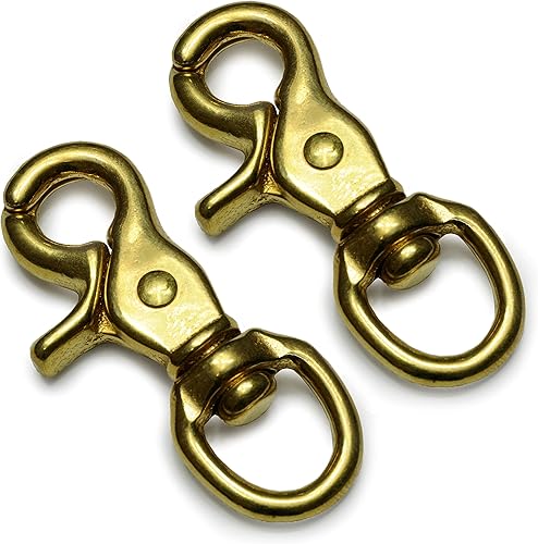 Ganzoo Scherenkarabiner-Haken mit Drehgelenk L: 73 mm, Schnappkarabiner für Hunde-Leine, 2 Stück, Wirbelkarabiner, Triggerhead für Paracord 550 Hundehalsband, legierter Stahl, Drehkopf, Farbe: Gold - Cheap-Us