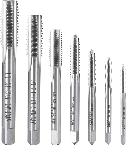 ATOPLEE 7 Stück HSS 6542 Metrischer Linksgewinde Gewindebohrer Satz, M3 M4 M5 M6 M8 M10 M12 - Cheap-Us