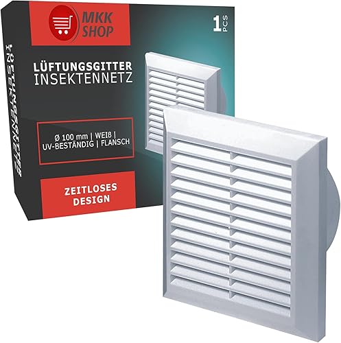 MKK Lüftungsgitter mit Flansch 150 mm weiß Kunststoff zur Be- und Entlüftung UV-Beständig Witterungsbeständig 8K-PPWF-VHNQ - Cheap-Us