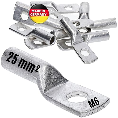 10 Stück Kalitec DR25-6 Press-Kabelschuh 25mm² M6 I Verbinder nach DIN 46235 I Made in Germany - Cheap-Us